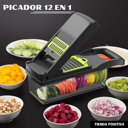 KIT CHEF TOTAL: PICADOR 12 EN 1 + SET DE CUCHILLOS + LIBRO DIGITAL